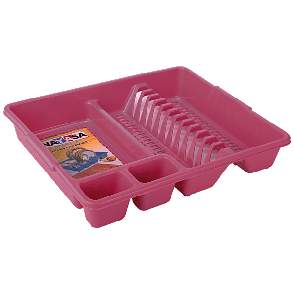 Buy Floraware 3 in 1 Large Pink Plastic Sink Dish Rack Drainer Tray 31x43.5  cm Online at Best Prices in India - JioMart.