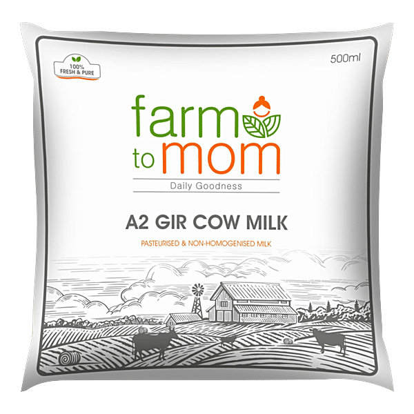 Buy Farm To Mom A2 Desi Gir Cow Milk - Pure, Unadulterated & Farm Fresh ...