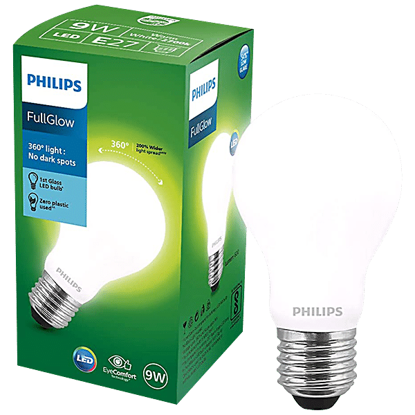 Buy Philips Full Glow 9W LEB Bulb - White, 825 Lumen, 6500K, E27 ...