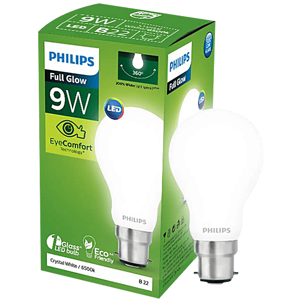 Buy Philips Full Glow 9W LED Bulb - Crystal White, 825 Lumen, 6500K B22 ...