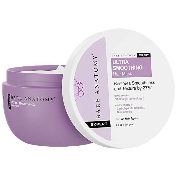 Buy Bare Anatomy Ultra Smoothing Hair Mask with Niacinamide, Protects  against UVA and UVB Rays, Smoothens, Thickens, Repairs & Strengthens Hair,  For Men and Women, For Dry, Coarse, Unmanageable Damaged Hair, 250
