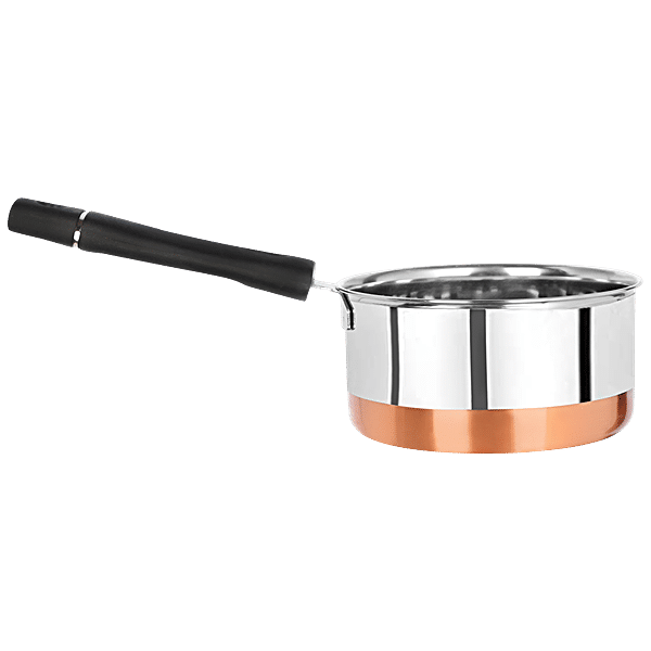 Buy Omega Stainless Steel Copper Bottom Saucepan 13 07 Mm Induction Base With Bakelite 5424