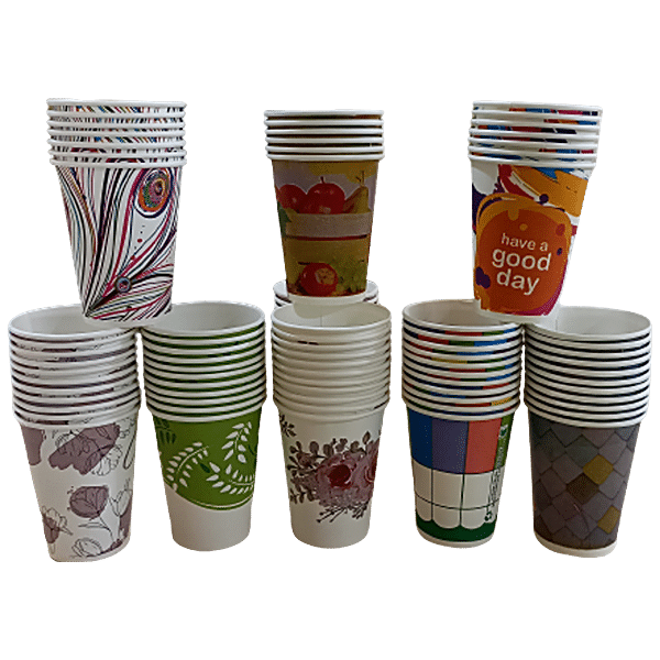 Buy Paricott Paper Cup Mix Design, Assorted Colour, Ecofriendly, Biodegradable & Disposable