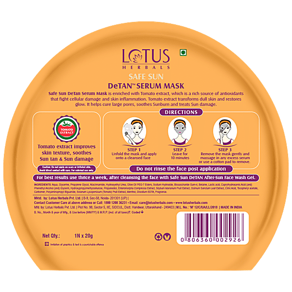 De Tan Face Scrub - Buy Lotus Herbals Safe Sun DeTan After-Sun