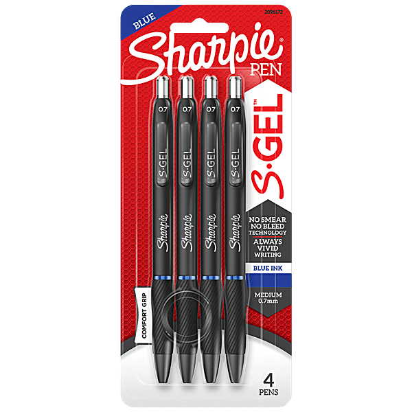 Sharpie Gel Pen Blue 0.7mm 4pc Blister