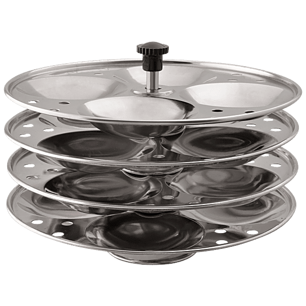 Buy Le Kaviraj Stainless Steel Idli Stand - Flat Bottom, With 4 Plates ...