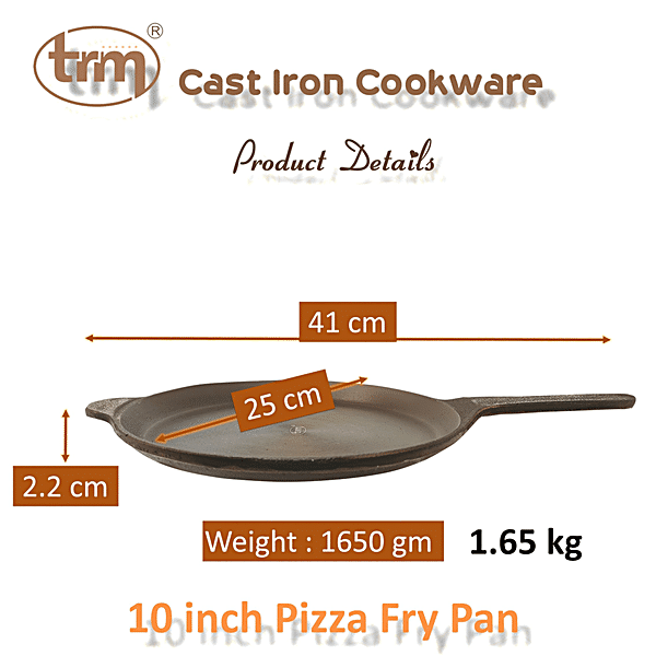 Buy Trm Pure Iron Kadai - Flat Bottom, 25 cm, with Handle Online