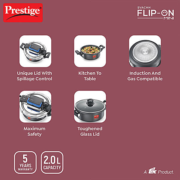 Buy Prestige Svachh Flip-On Mini Hard Anodised Spillage Control Pressure  Cooker - With Glass Lid, Black Online at Best Price of Rs 3859 - bigbasket