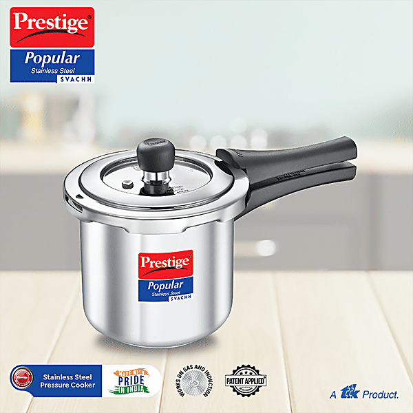Prestige Popular Stainless Steel Pressure Cooker, 3 litres