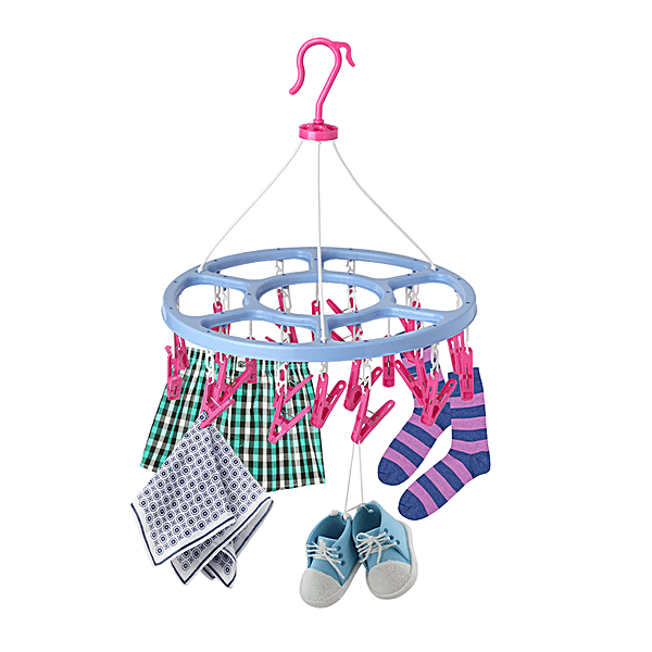 Round cloth Drying Stand Hanger with 24 Clips/pegs, Baby Clothes Hanger  Stand, (Set of 1)