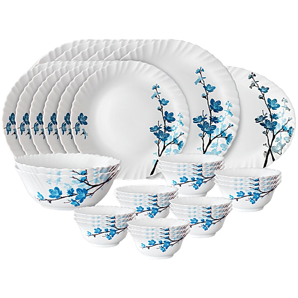 Buy Larah By Borosil Mimosa Fluted Series Opalware Dinner Set - White ...