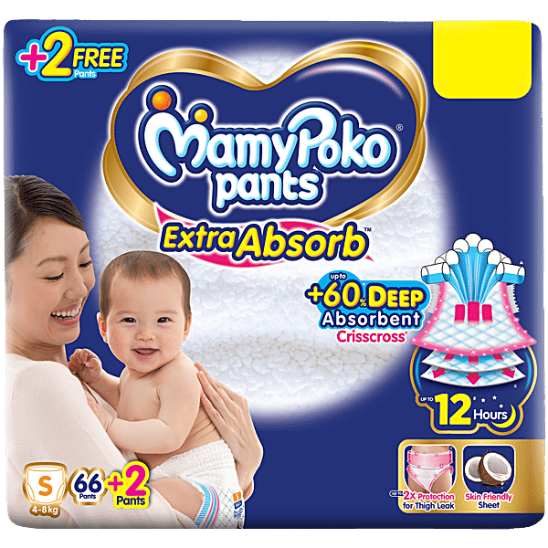 Buy Mamy Poko Pants Extra Absorb Diaper Pants - S, 4 To 8 kg Online at ...