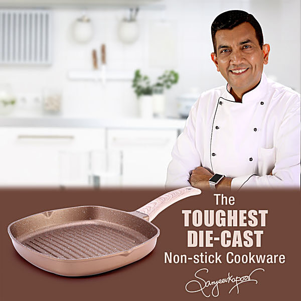 Wonderchef Die Cast Indian Cooking Grill Pan with Wooden Handle