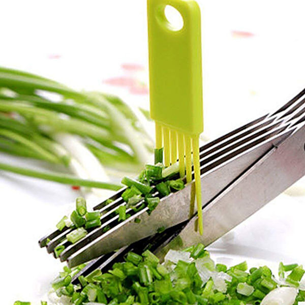 1pc Stainless Steel Multi Blade Herb Scissors With Cleaning Comb