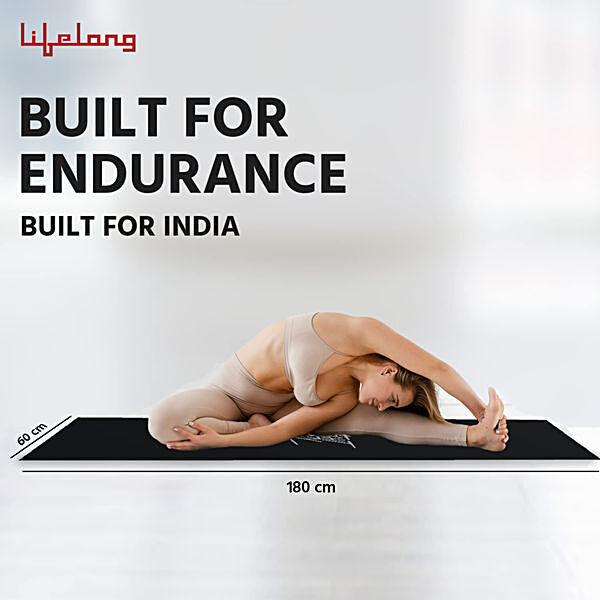 Buy Lifelong Yoga Mat - EVA Material, 6 mm, Anti Slip, Black
