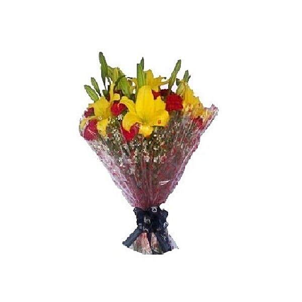 Buy Floral India Flower Bouquet - Hand Bunch Yellow Asiatic Lilies ...