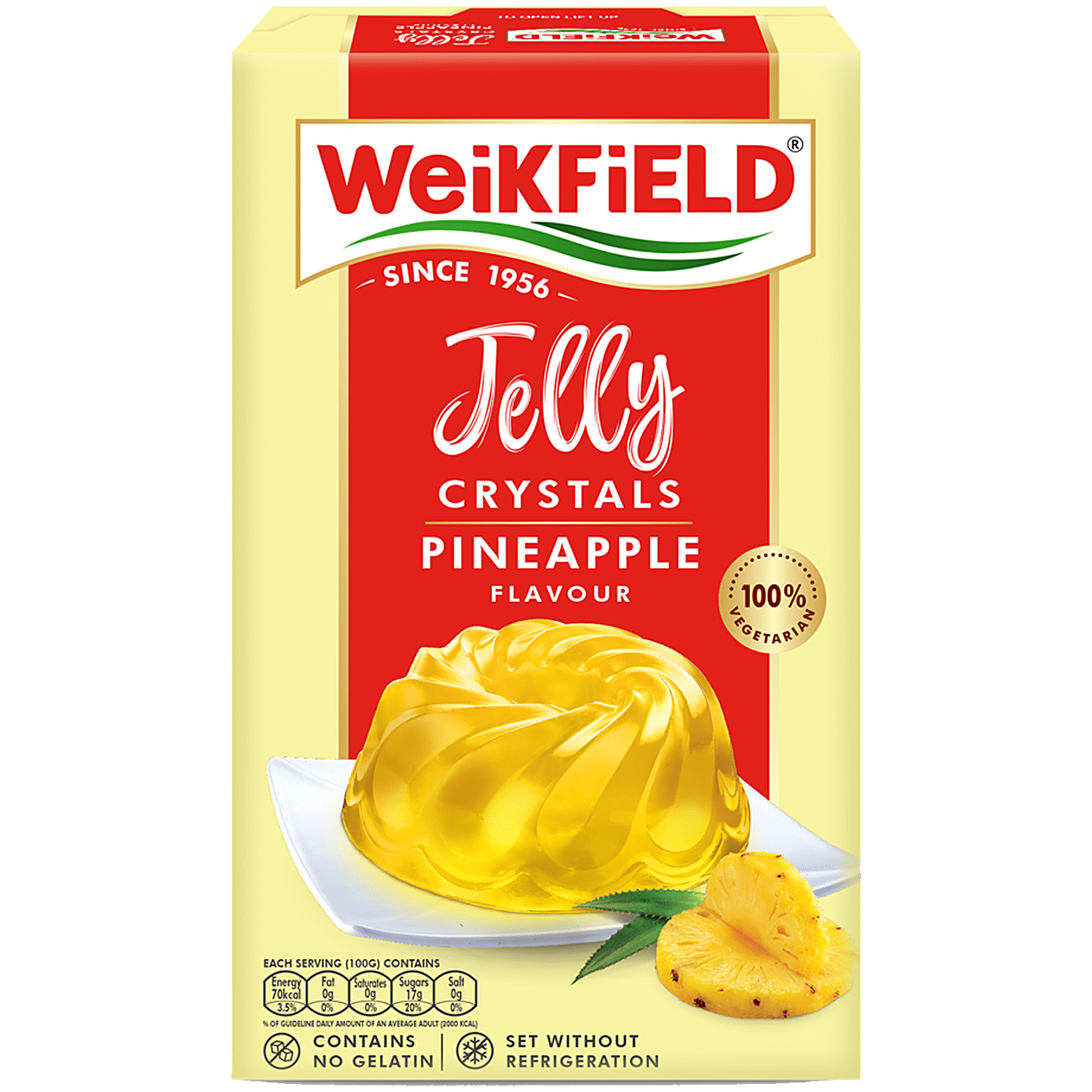 Buy Weikfield Jelly Crystals - Delicious Pineapple Flavour, 100%  Vegetarian, No Gelatin, Sets Without Refrigeration Online at Best Price of  Rs 47 - bigbasket