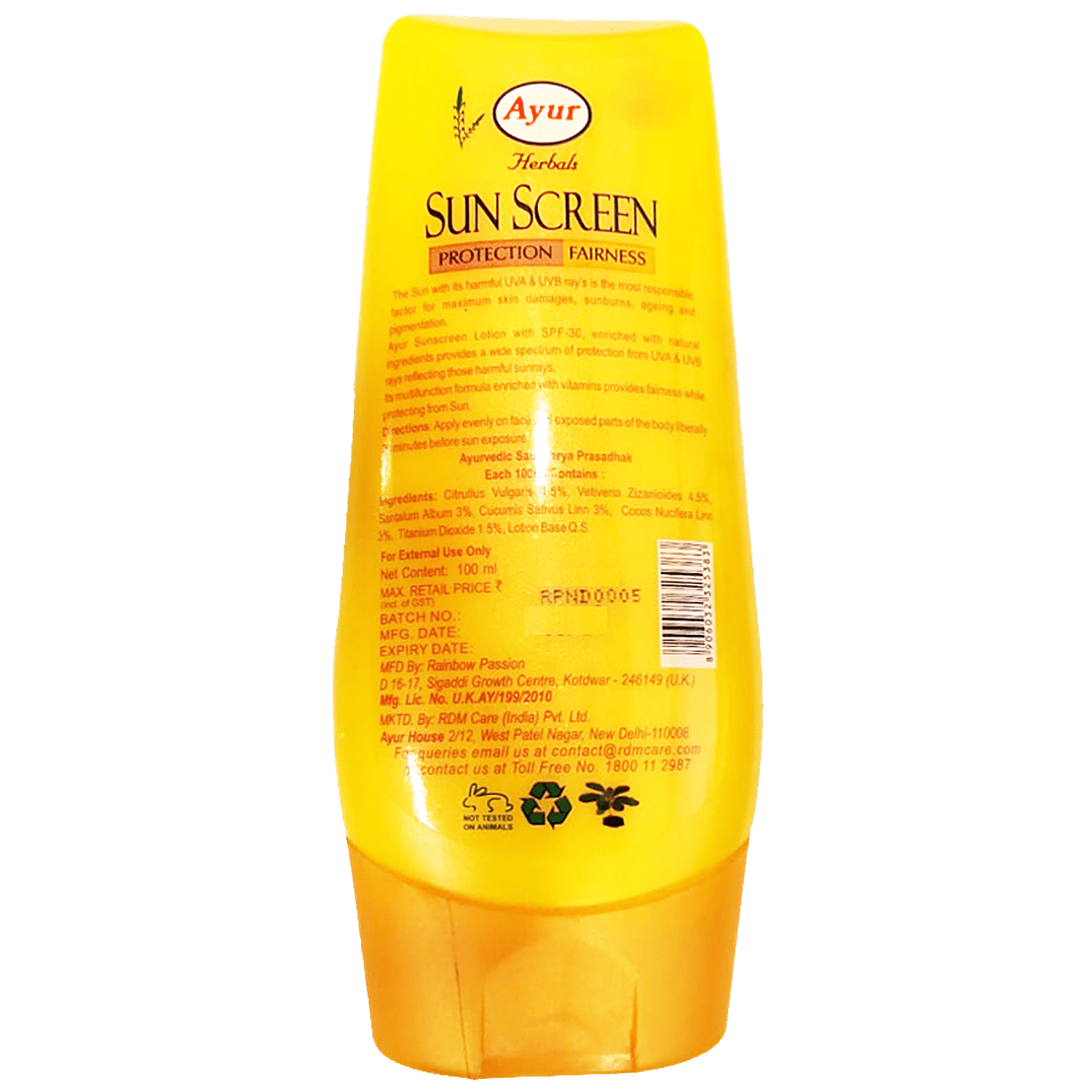 ayur sunscreen spf 30