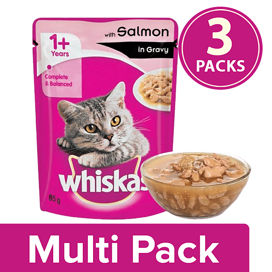 bigbasket Salmon Food - In - at Online Best Whiskas +1 Rs Wet For of Cats, Cat null Gravy, Year Adult Price Buy