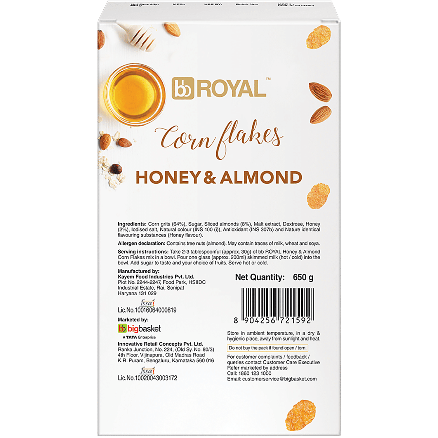 bb Royal Cornflakes With Real Almond & Honey, 650 g