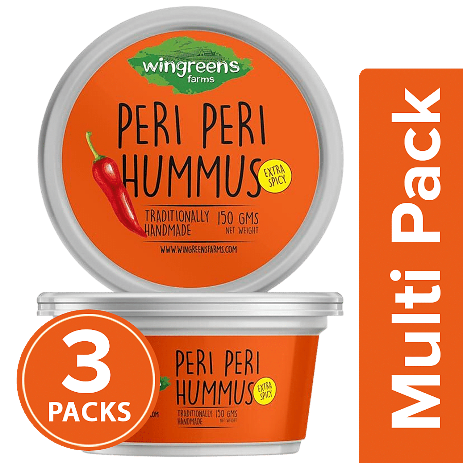 Wingreens Farms Peri Peri Hummus 3x150 g