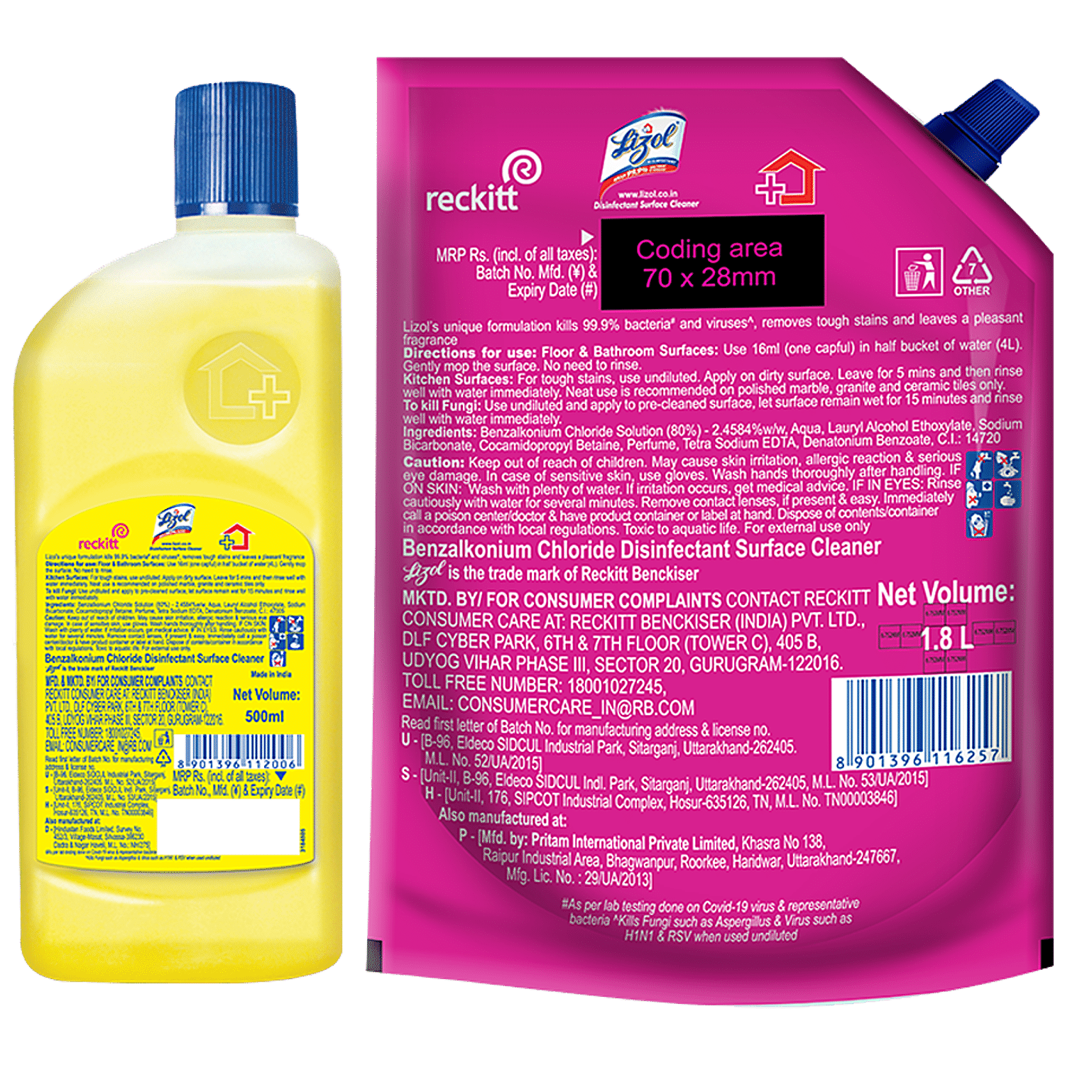 Buy Lizol Disinfectant Surface Cleaner - Citrus 2 L + Floor Cleaner -  Lavender 2 L Combo (2 Items) Online at Best Price. of Rs 801.84 - bigbasket