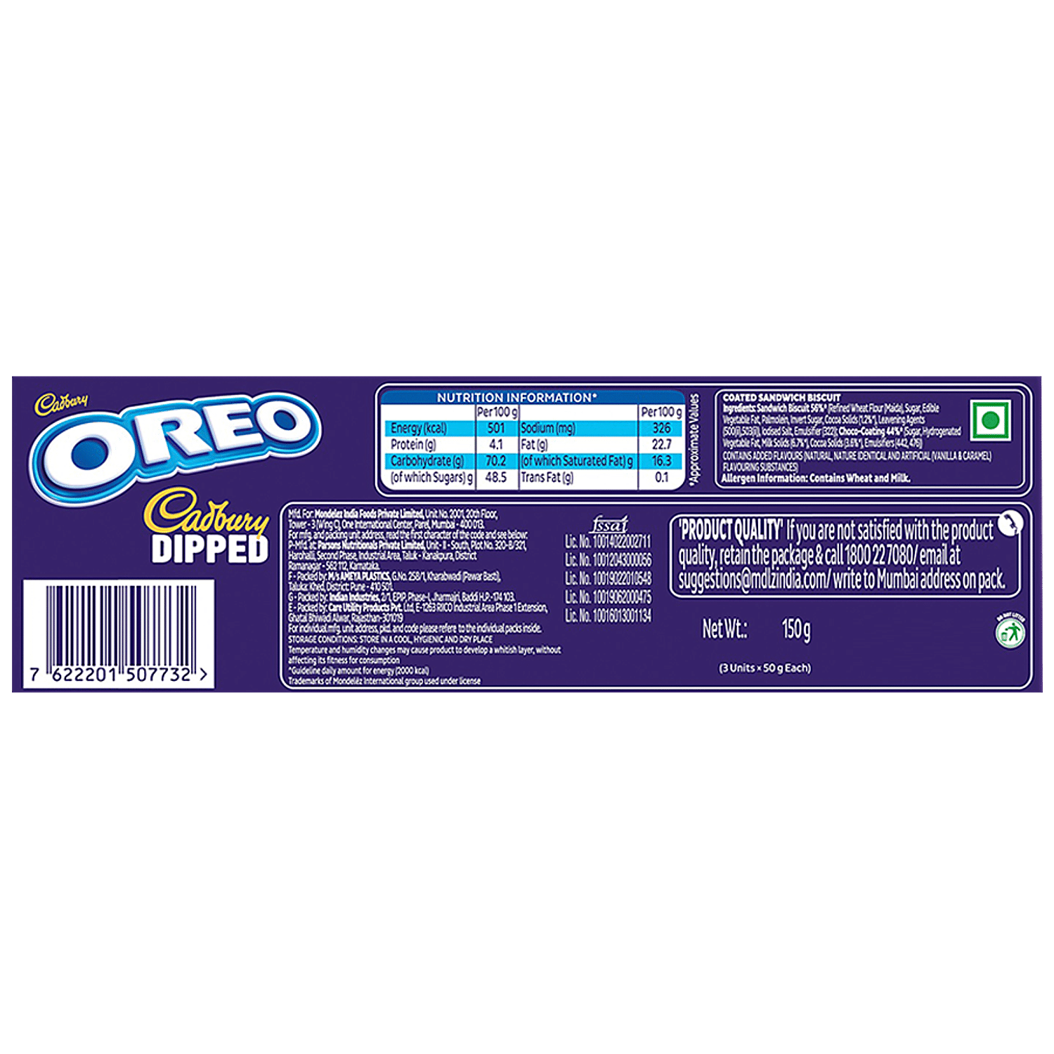 Cadbury Oreo Chocolatey Dipped Cream Biscuits (150g)