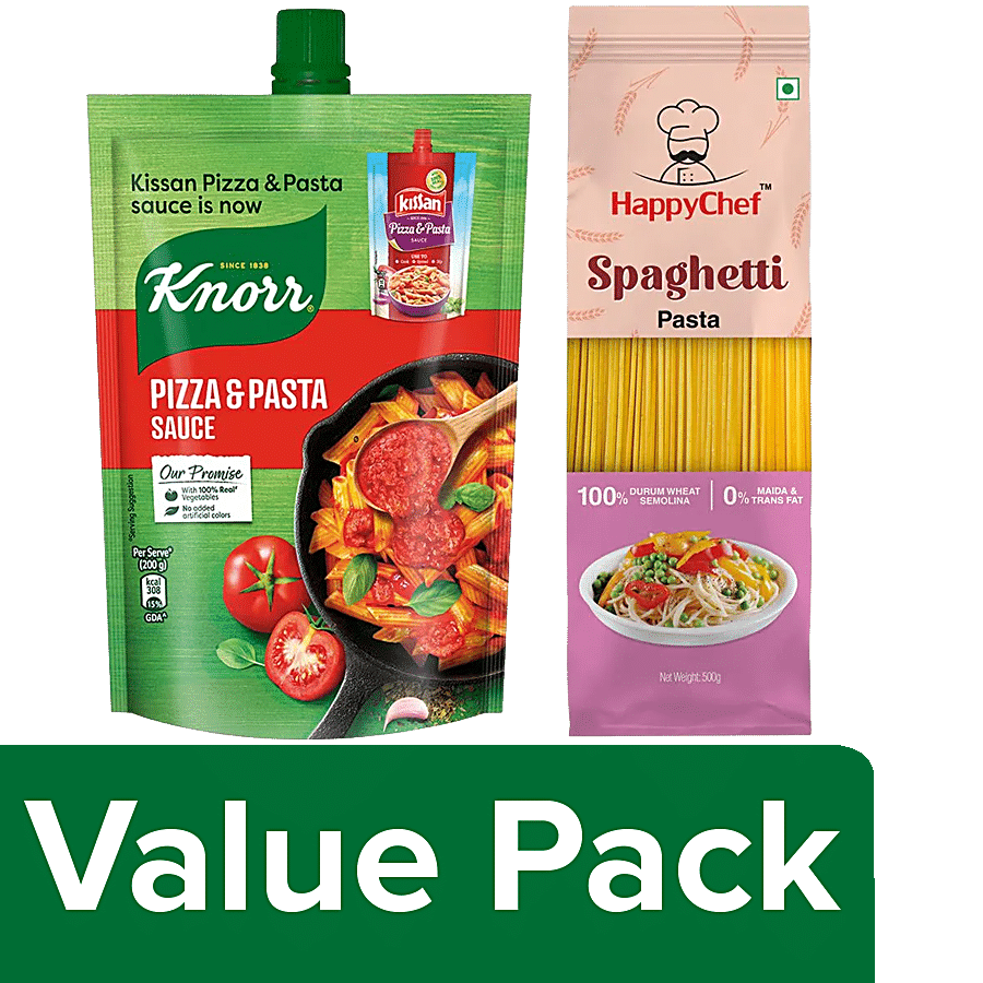 Buy bb Combo HappyChef 100% Durum Wheat Pasta-Spaghetti 500g & Knorr Pizza- Pasta Sauce 200g Online at Best Price of Rs  - bigbasket