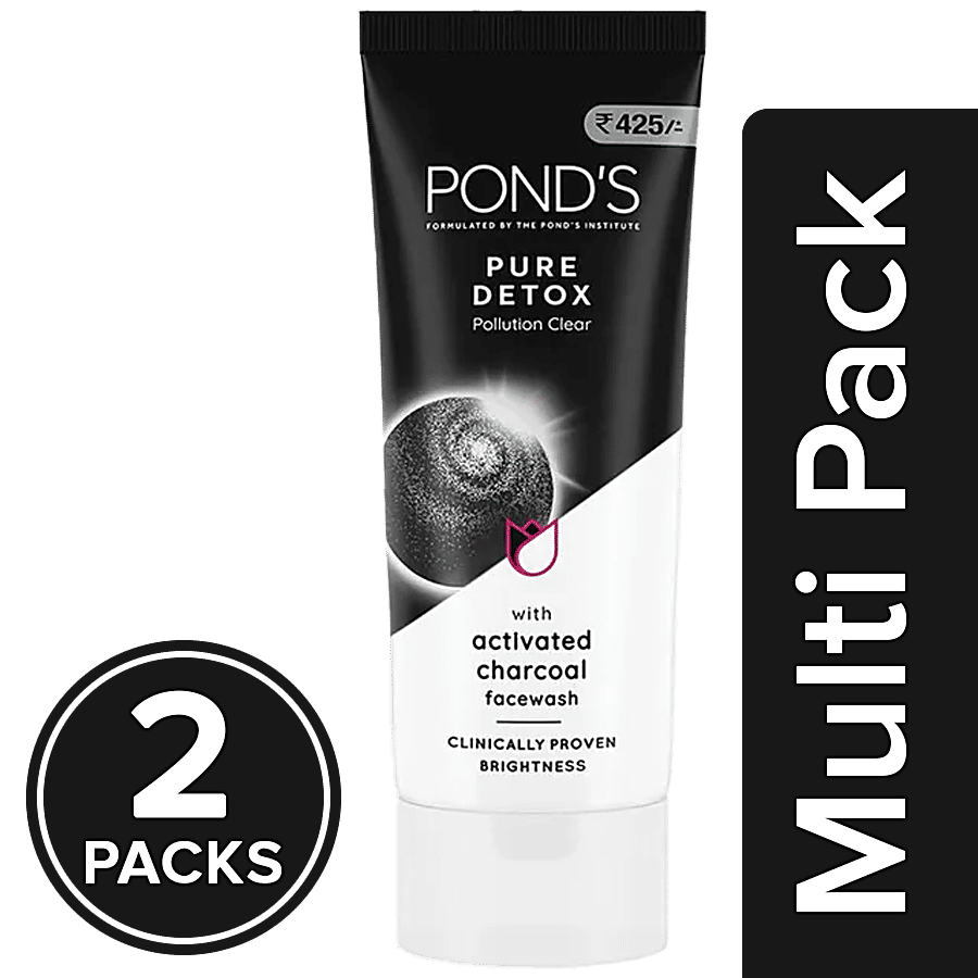 Ponds Pure Detox Anti-Pollution Purity Face Wash With Activated Charcoal, 2  x 200 g