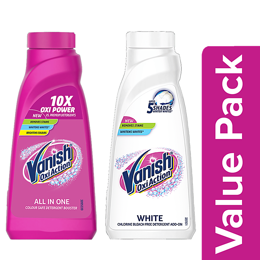 Buy Vanish All In One Liquid + Oxi Action White Chlorine Detergent, Each 800  ml Online at Best Price of Rs 400.16 - bigbasket