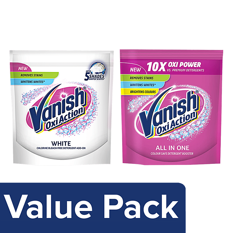 Buy Vanish All In One Colour Safe Detergent + Oxi Action White Chlorine  Bleach,each 400 g Online at Best Price of Rs 389.81 - bigbasket