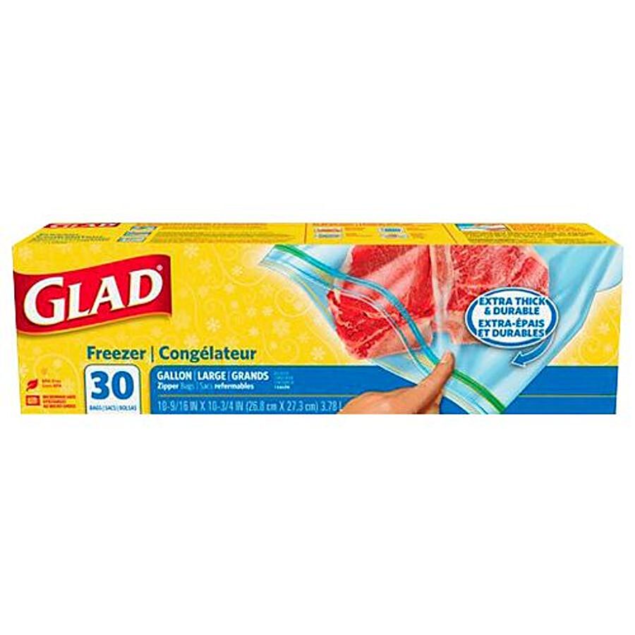 Glad Trash & Food Storage Food Storage and Freezer 2 in 1 Zipper Bags -  Gallon Size 