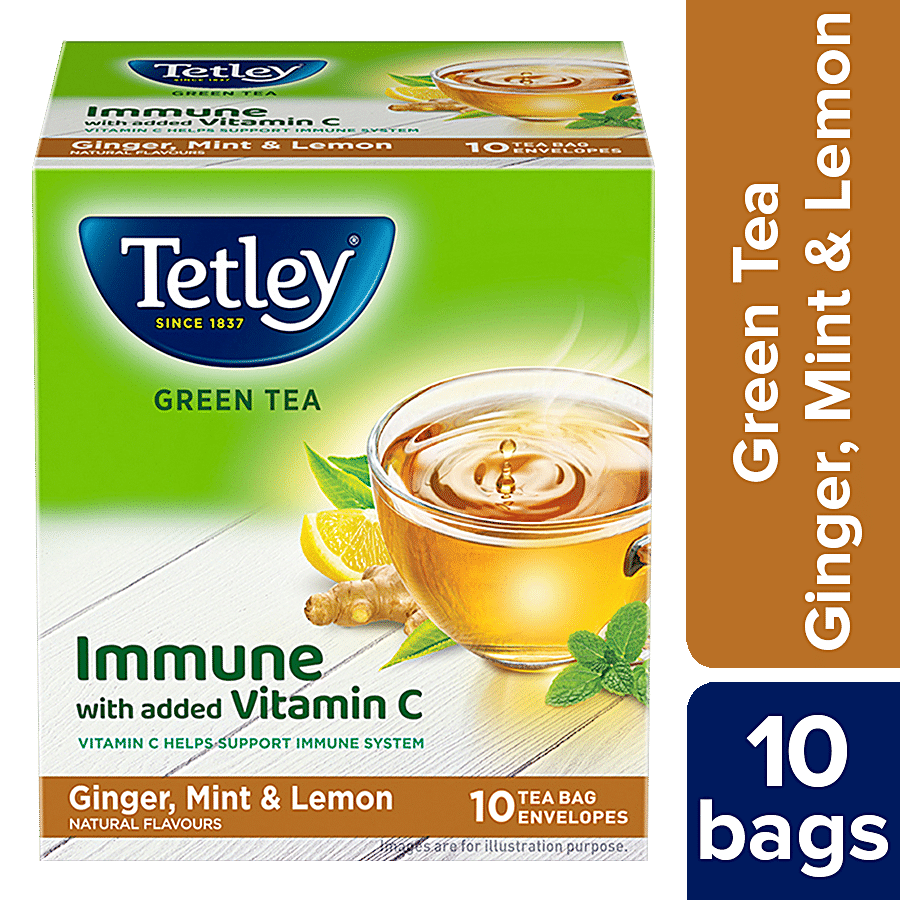 TETLEY GREEN TEA BAG 10S IMMUNE GINGER LEMON