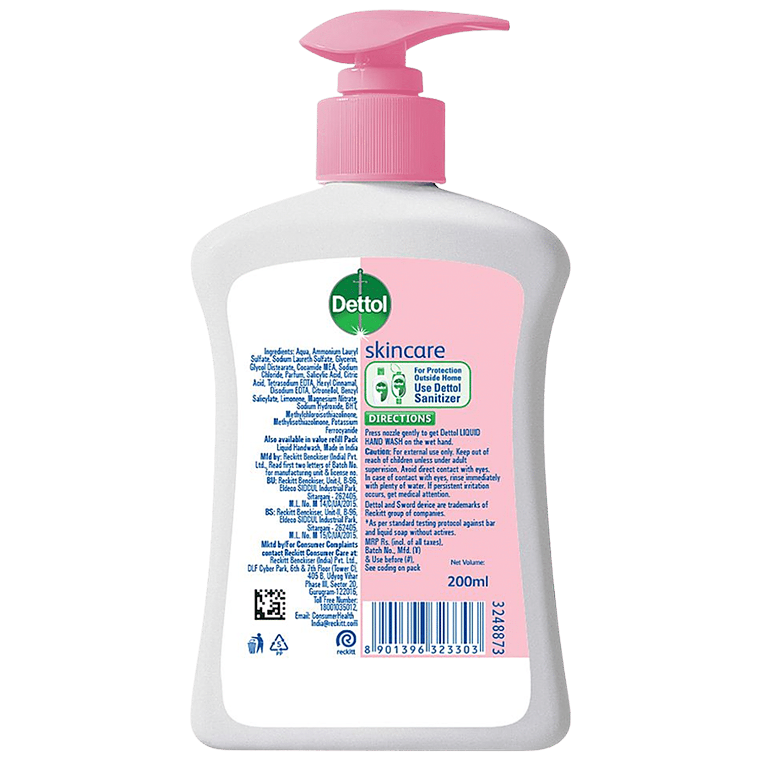 Dettol Liquid Handwash - Skincare Moisturizing Hand Wash | Antibacterial  Formula | 10x Better Germ Protection, 200 ml