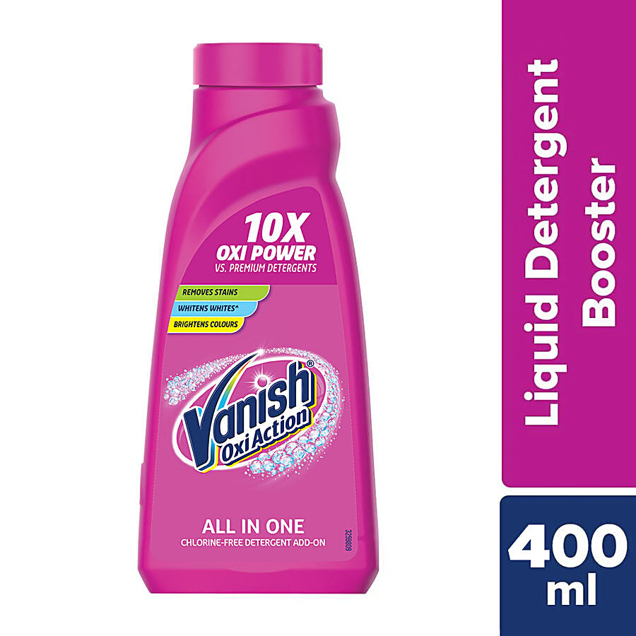 Vanish All In One Liquid Detergent Booster - 400 Ml | Removes Stains,  Whitens Whites And Brightens Colors, 1 Count