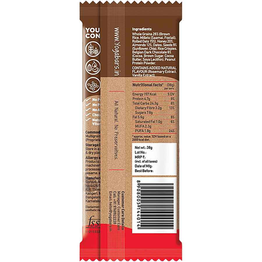 Yoga Bar Bar Chocolate Chunk Nut Multigrain Protein Bar + Bar 20g Protein  Almond Fudge Protein Bar (No Added Sugar) Combo Price - Buy Online at ₹158  in India