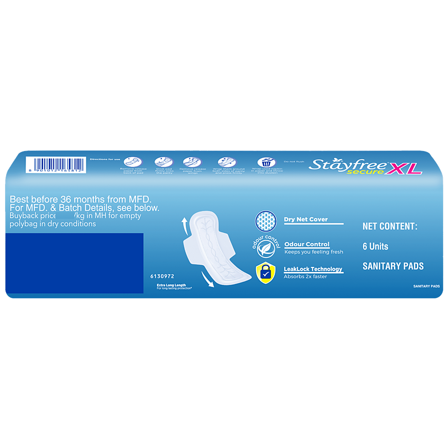 Buy Stayfree Sanitary Pads Secure Xl Dry Cover With Wings 7 Pads