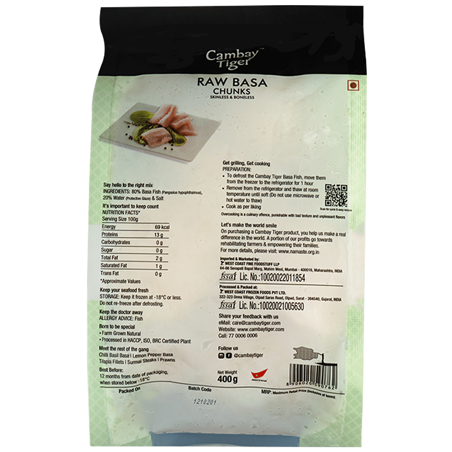 Buy Cambay Tiger Chunks Basa Fish 250 gm Box Online at Best