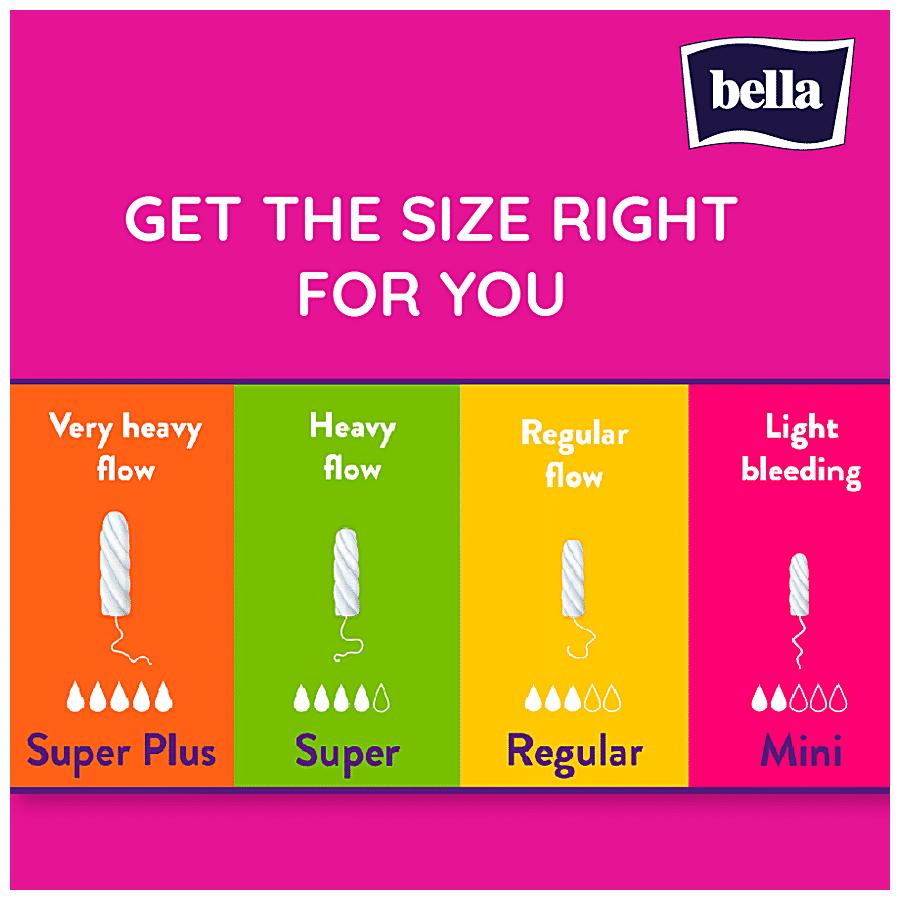 Bella Tampon Mini for Women | High Absorption | Suitable For Light Flow|  Soft & Safe Protection | Comfort Fit | Leakproof | Pack of 1 | 16 Pcs