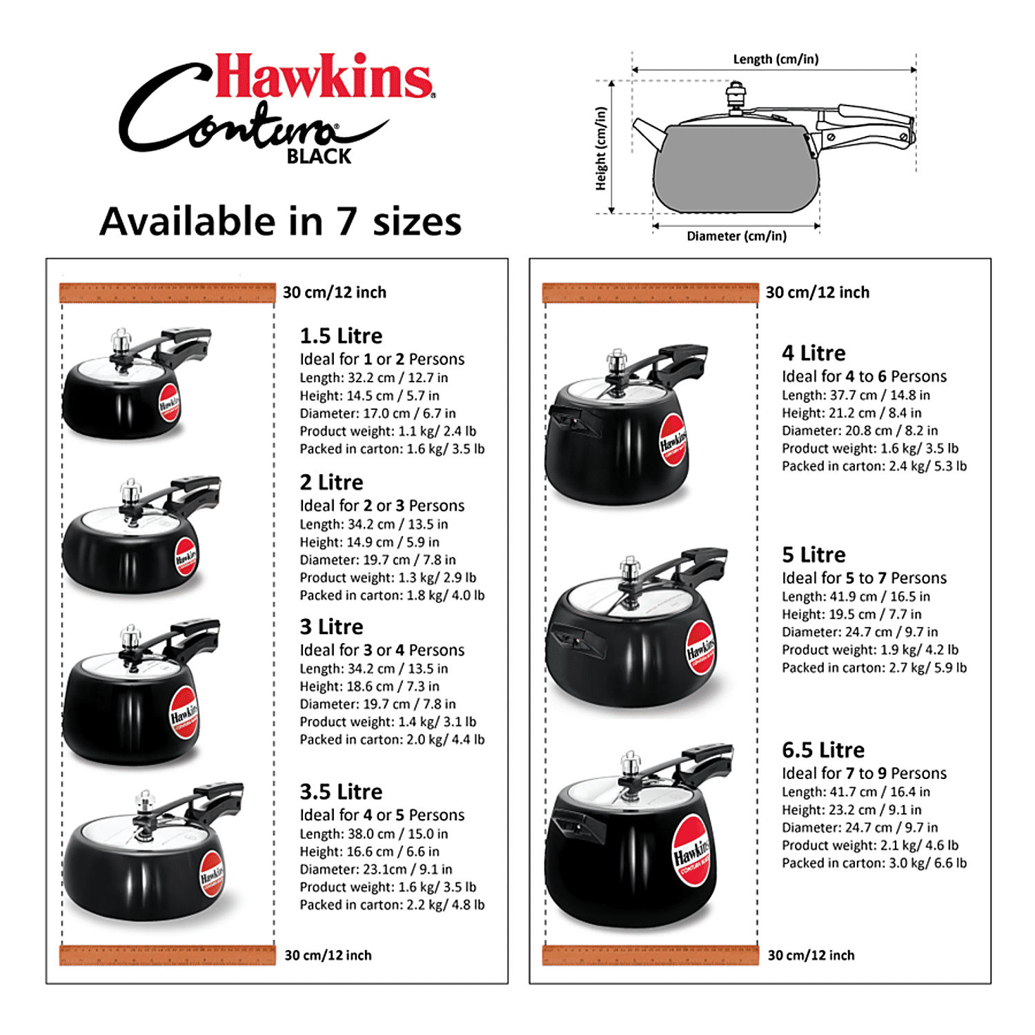 Hawkins Contura Hard Anodized Induction Compatible Extra Thick Base Pressure  Cooker, Black, 5L by Hawkins 