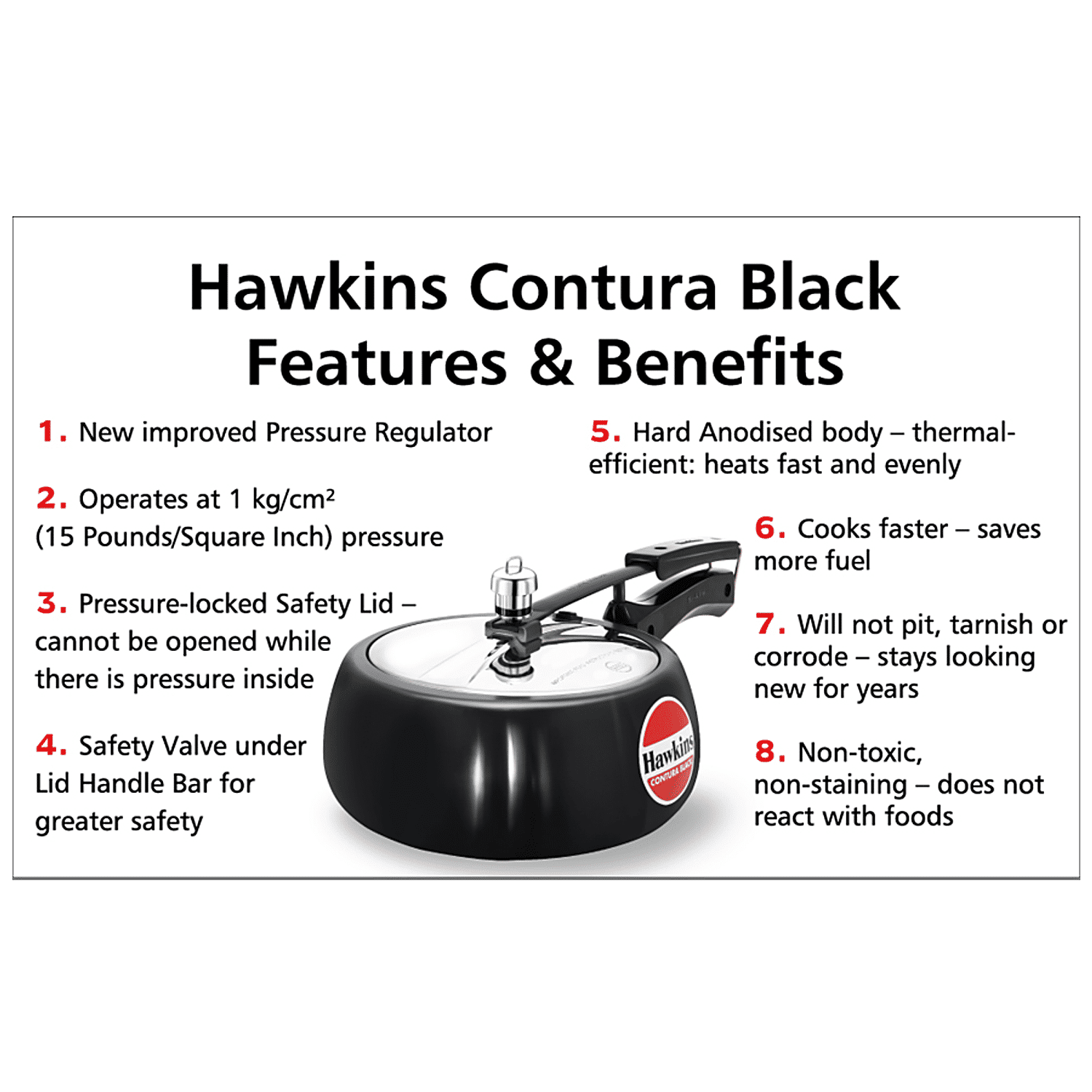 Buy Hawkins Contura Hard Anodised Black Inner Lid Pressure Cooker