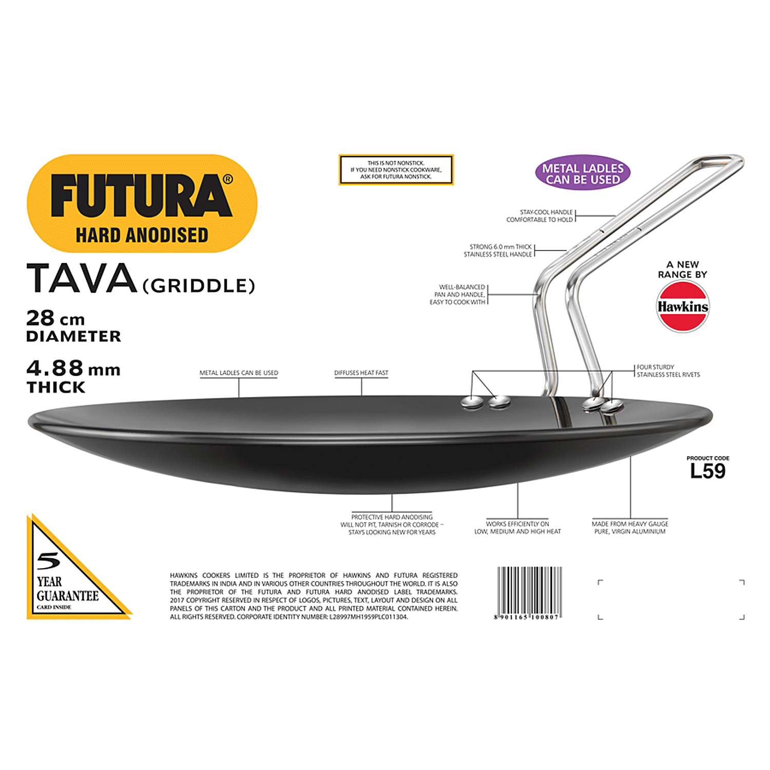 Hawkins futura tawa 28 cm online diameter