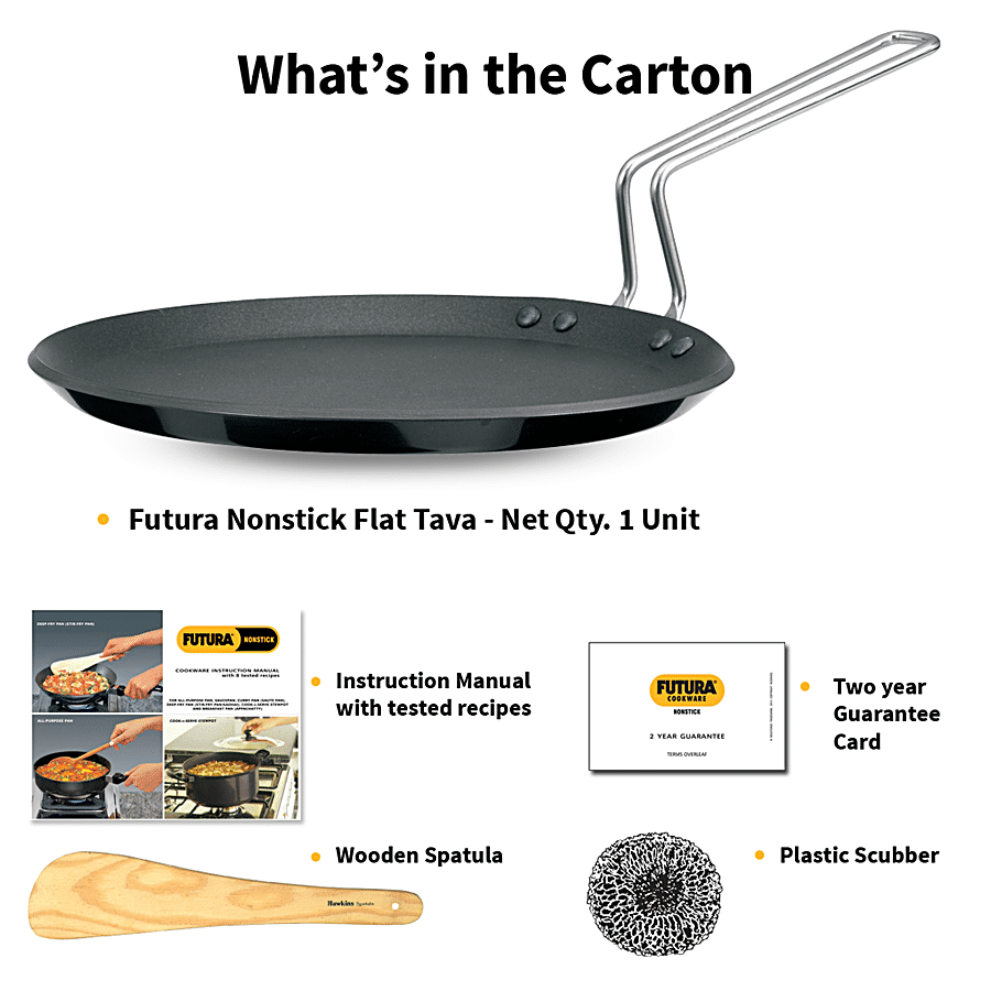 Buy Hawkins Futura Non-Stick 26cm Flat Tawa, Pancake Pan, Flat Pan, Black  (NFT26P) Online at Best Prices in India - JioMart.