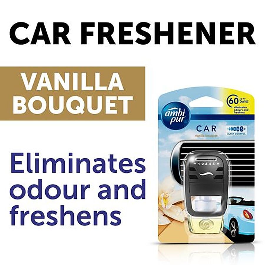 Ambi Pur Car Vanilla Bouquet Car Freshener Diffuser Unit and Perfume Bottle  7.5 ml