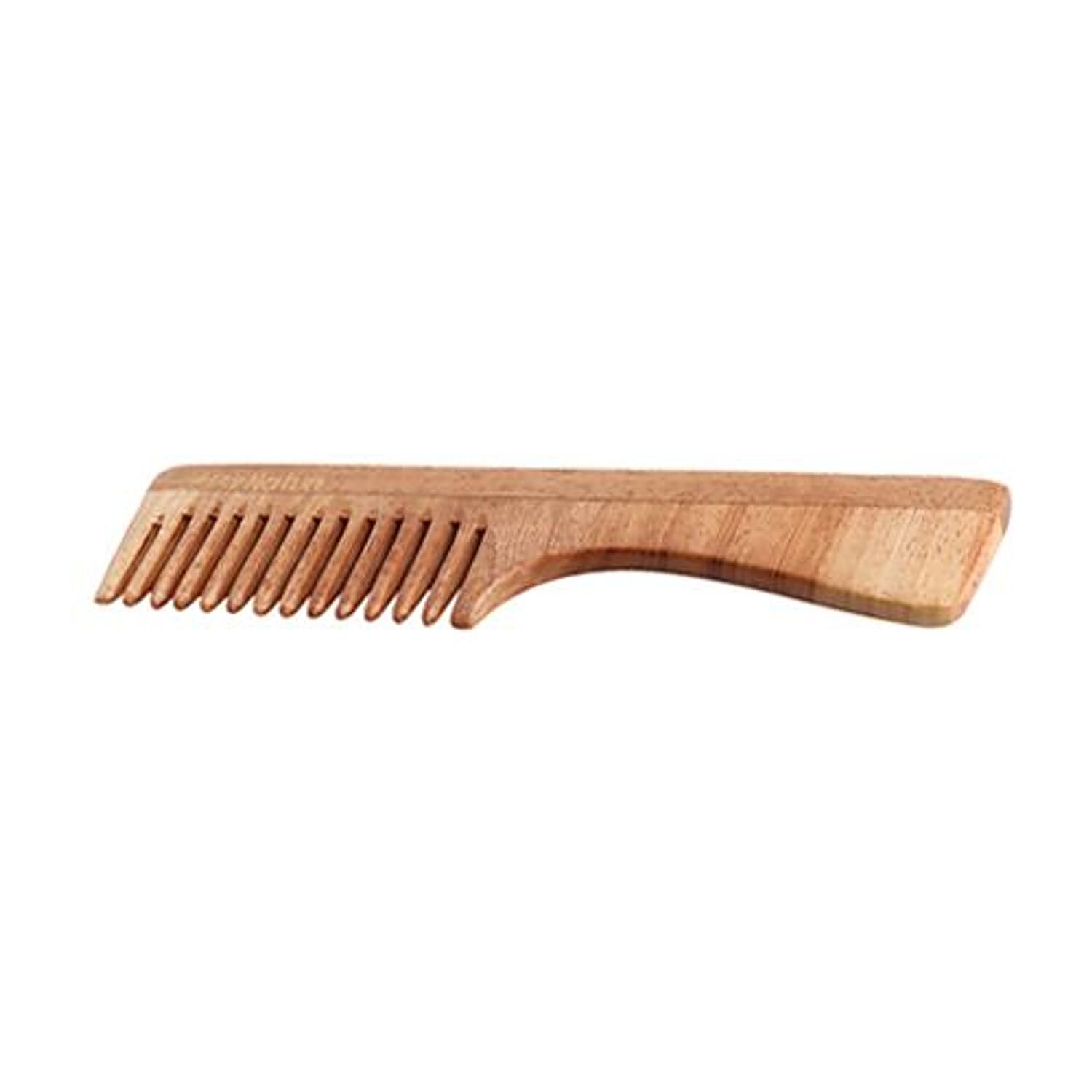 Extra Wide Teeth Wood Comb with Handle