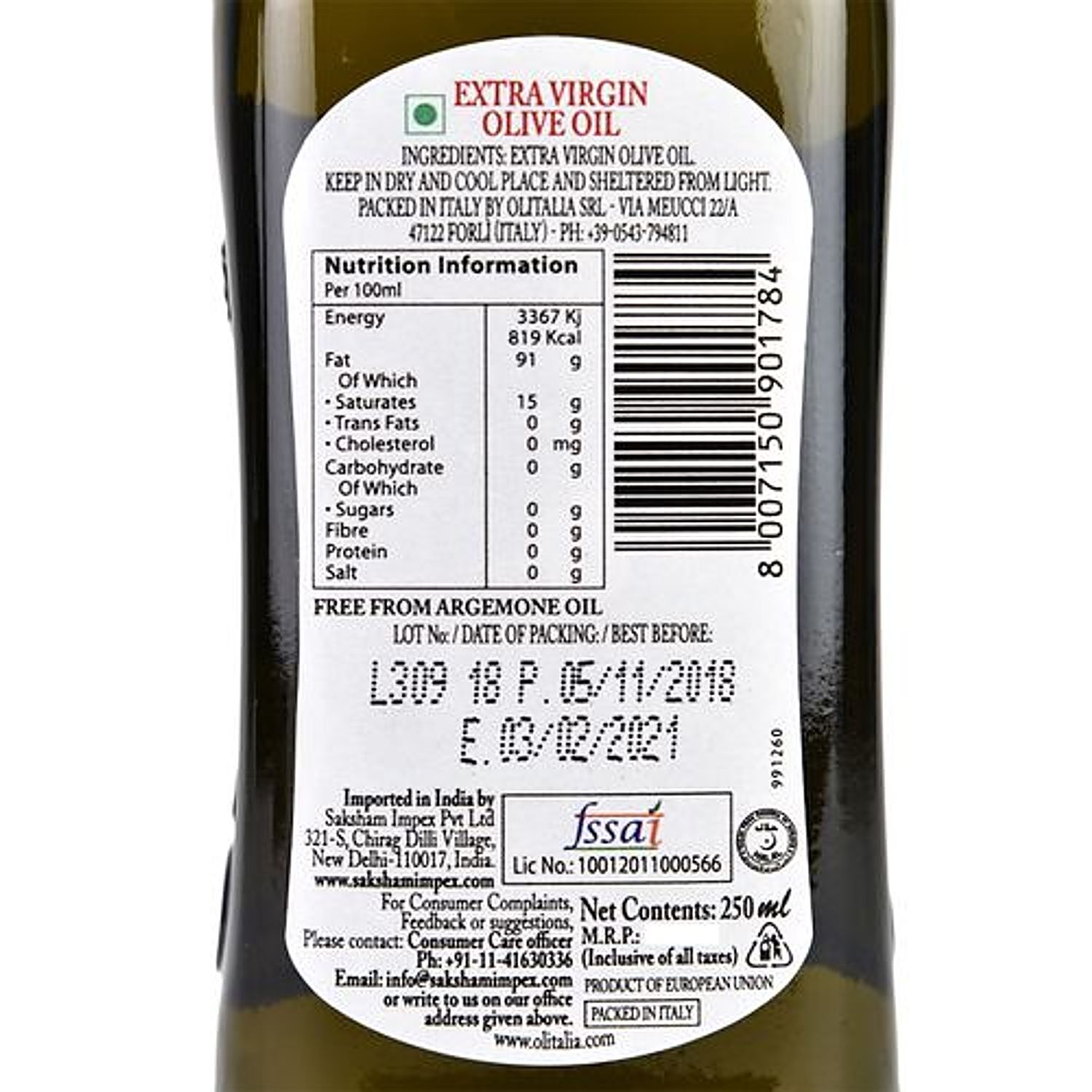 Buy Olitalia Olive Oil Extra Virgin 250 Ml Online at the Best