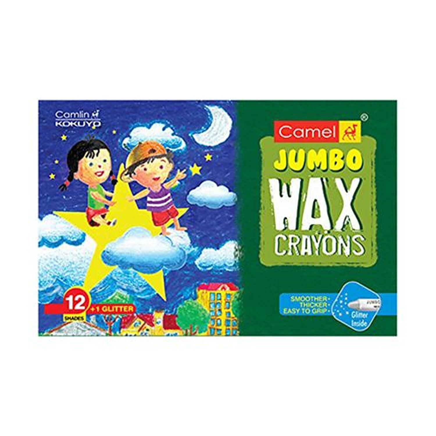 Buy Camlin Wax Crayons Jumbo 12 Shades 1 Glitter Free 1 Pc Online at the Best  Price of Rs 59 - bigbasket