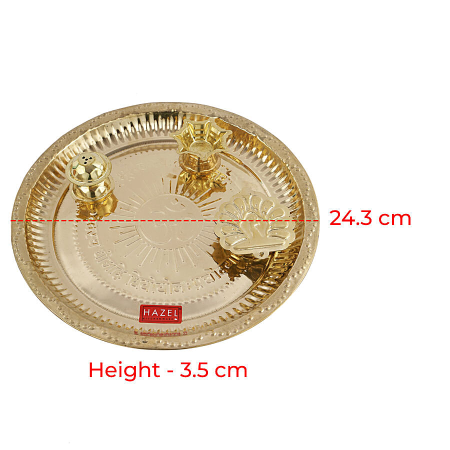 Buy HAZEL Shank Karma Brass Puja Thali - Golden Online at Best Price of Rs  470 - bigbasket