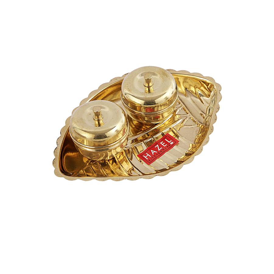 Buy HAZEL Shank Karma Brass Puja Thali - Golden Online at Best Price of Rs  470 - bigbasket