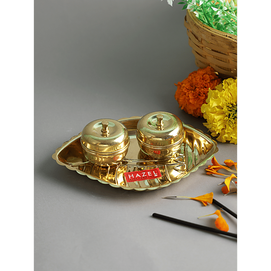 Brass Pooja Thali Multiple compartments